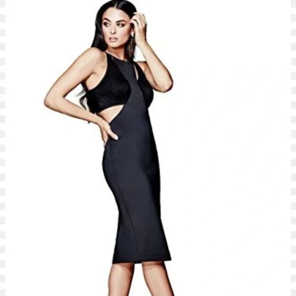 Marciano Women's Lorina Cutout Scuba & Knit Lace Bodice Cocktail LBD Small - Picture 2 of 7